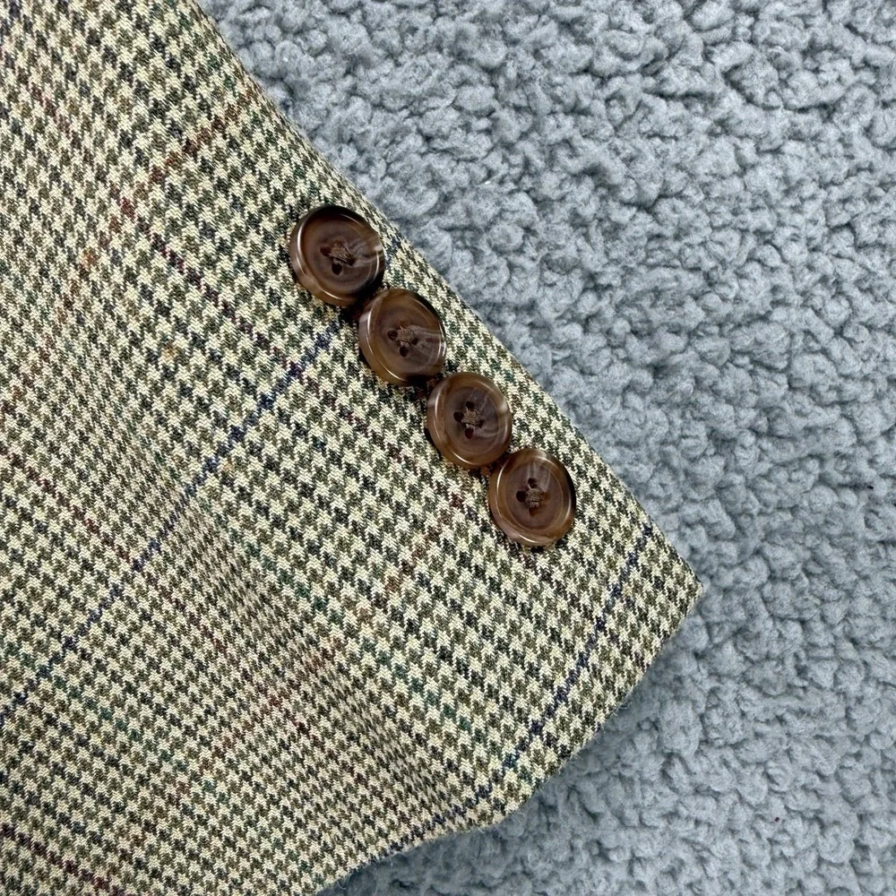 Lauren Ralph Lauren Mens Blazer 42S Houndstooth Silk Wool Blend Sport Jacket EUC